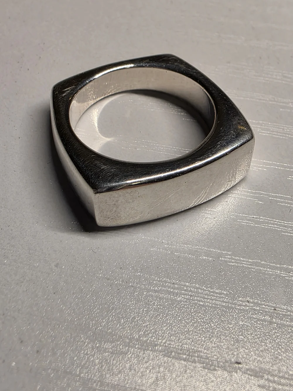 Dyadema Bronze Italy Silver Square Ring, Size 7